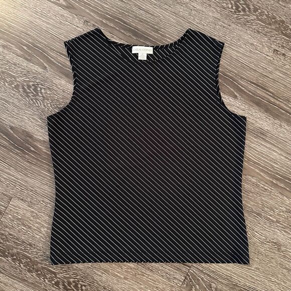 Casual Corner Diagonal Pinstripe Y2K sleeveless top - Picture 1 of 5